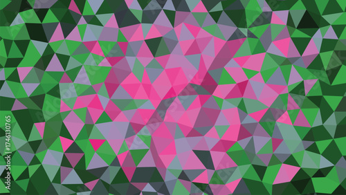 Abstract Green And Pink Polygon Background Low Poly Geometric Mosaic Design Concept