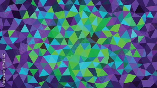Abstract Geometric Background With Green Purple And Blue Triangles Seamless Polygon Pattern Vector Illustration
