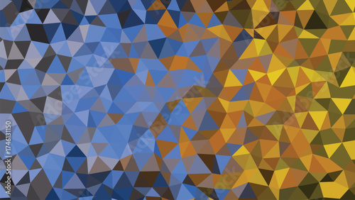 Abstract Polygonal Background With Blue And Gold Tones Geometric Triangle Design Perfect For Modern Backgrounds