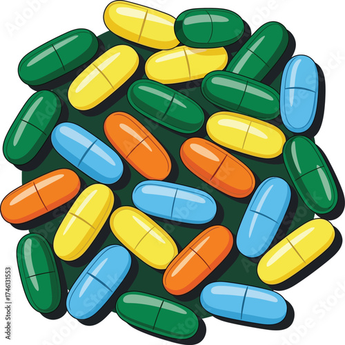 pills on white background