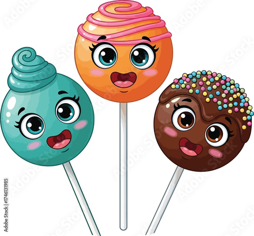 sweet lollipops on white background