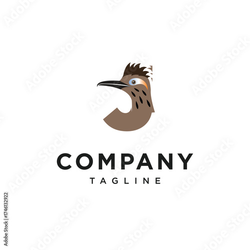 Letter J Roadrunner Bird Logo Icon Vector