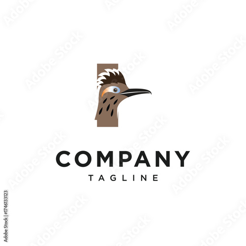 Letter I Roadrunner Bird Logo Icon Vector