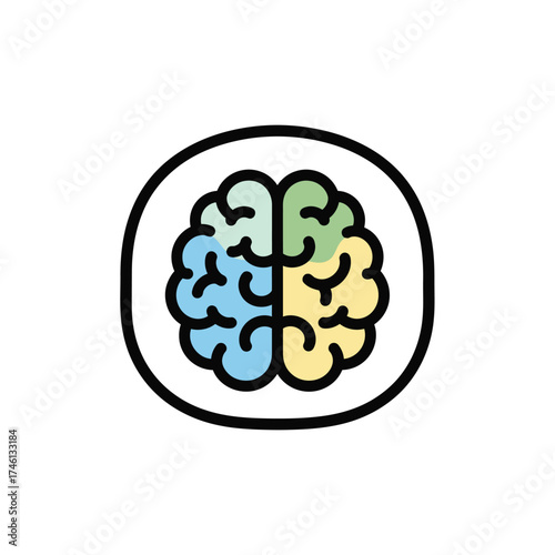 Illustration of a colorful human brain divided into sections, representing cognitive functions and learning