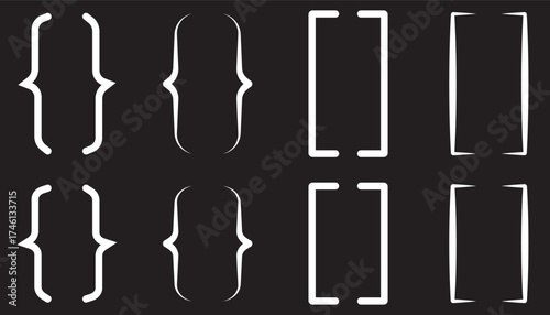 Braces or text brackets icon collection. Bracket, braces, Curly brace set. Vector illustration. parenthes  vector set  styles for design, coding, and typography
