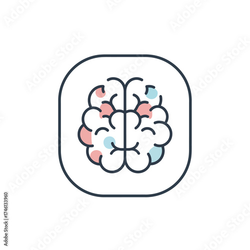 Stylized human brain icon showing cognitive function and neurological activity, a symbol for intelligence and psychology