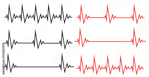 Dynamic Heartbeat Line Vector Set — Medical Pulse, Cardiogram, and Health Monitoring Icons