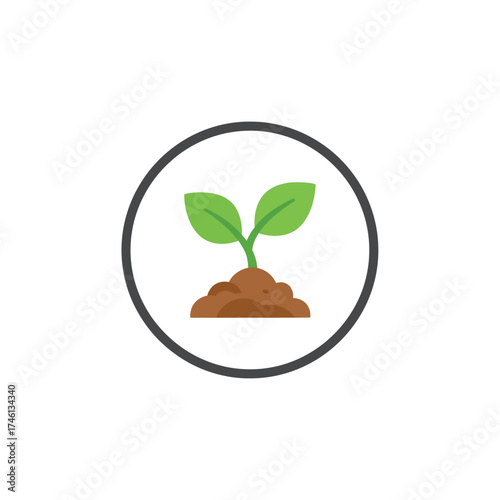 Green Sprout Growing From Soil Symbol of Growth and Nature's Renewal Within a Circle