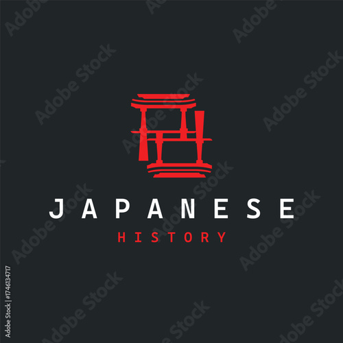 Torii gate logo design simple Japanese historical building with old and modern vintage concept as a symbol illustration template