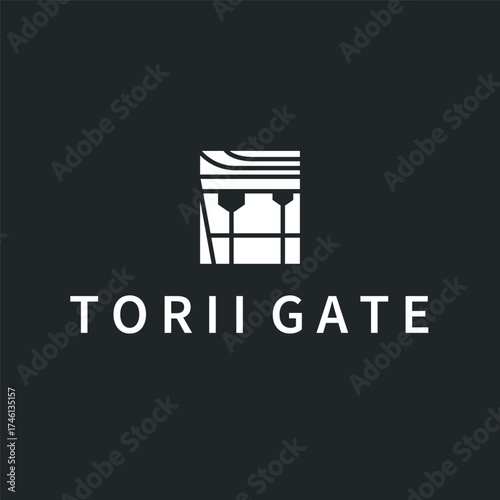 Torii gate logo design simple Japanese historical building with old and modern vintage concept as a symbol illustration template