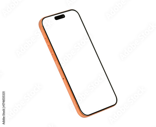 Modern smartphone mockup with blank screen isolated on trasparent PNG.