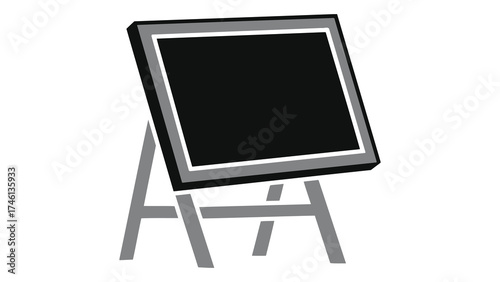 Blackboard on easel isolated on white background