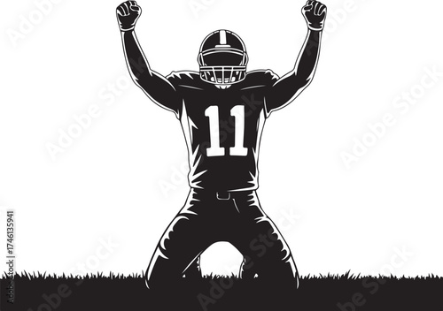 American football player celebrates victory on field