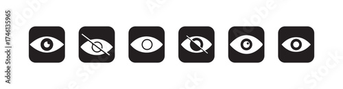 Simple eye icon, eyesight symbol, eye icon simple isolated vector sign, vision icon, see view icons, eyesight symbol,  invisible eye hide icon, Vector illustration EPS 10.