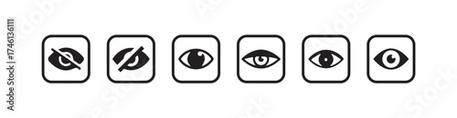 Simple eye icon, eyesight symbol, eye icon simple isolated vector sign, vision icon, see view icons, eyesight symbol,  invisible eye hide icon, Vector illustration EPS 10.