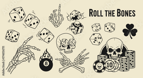 Roll the Bones Gambling Illustration