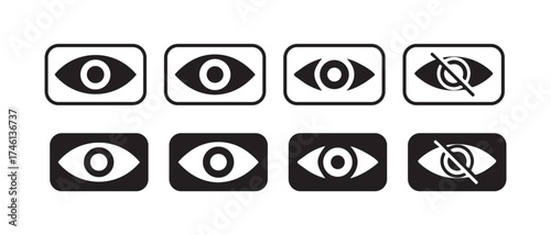 Eye icon set, eye icon for visible and invisible passwords, Eye icon vector in flat style, View, watch sign symbol, Vector illustration EPS 10.