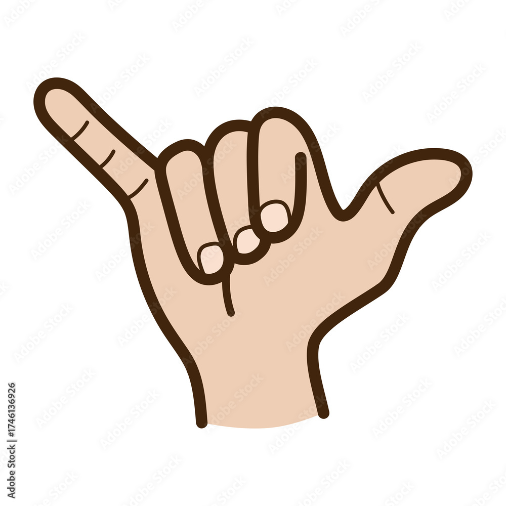Obraz premium Shaka Sign Hand Gesture with Light Brown Skin on Transparent Background for Communication and Expression