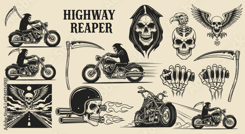 Highway Reaper Motorcycle Vector Collection