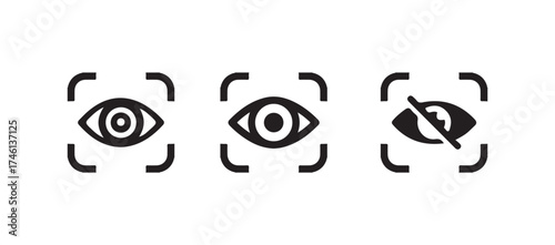 Eye icon set, Simple eye collection,  Eyesight pictogram in flat style, Eyeball Icon Silhouette, Vector illustration EPS 10.