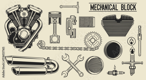 Mechanical Parts Vector Illustration