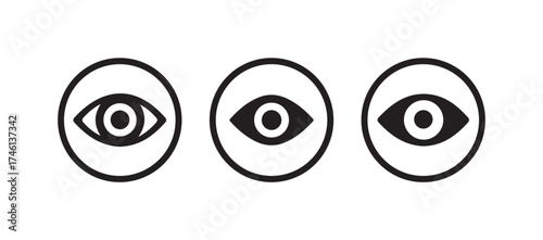 Eye icon set, eye icon for visible and invisible passwords, Eye icon vector in flat style, View, watch sign symbol, Vector illustration EPS 10.