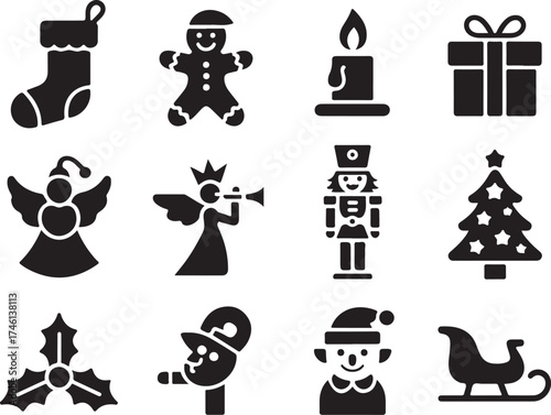 Christmas icons delight for festive holiday designs