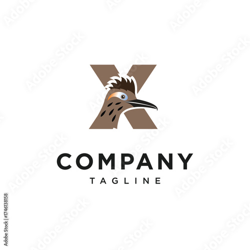 Letter X Roadrunner Bird Logo Icon Vector