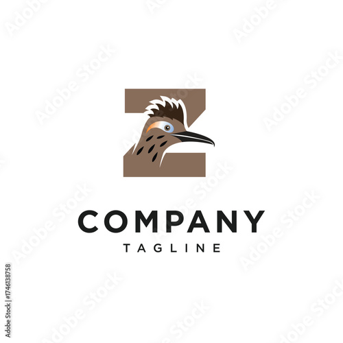 Letter Z Roadrunner Bird Logo Icon Vector