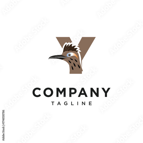 Letter Y Roadrunner Bird Logo Icon Vector