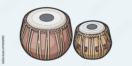 Tabla Drum Illustration with Clean Details
