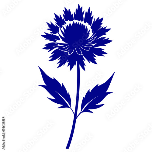 blue throatwort flower silhouette ion white background