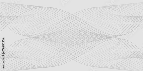 Abstract Gray Glowing Wave Lines on White Background - Modern Design Vector Illustration