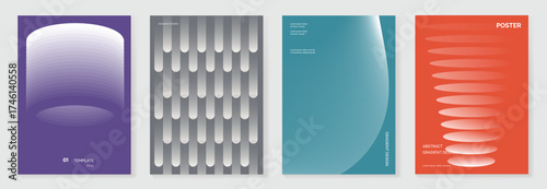 Abstract gradient poster set vector, colorful geometric background design for modern decoration and creative advertising