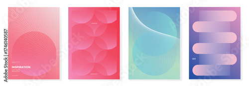 Abstract gradient poster set vector, colorful geometric background design for modern decoration and creative advertising