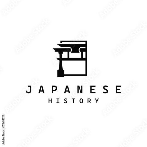 Torii gate logo design simple Japanese historical building with old and modern vintage concept as a symbol illustration template