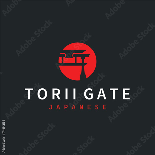 Torii gate logo design simple Japanese historical building with old and modern vintage concept as a symbol illustration template