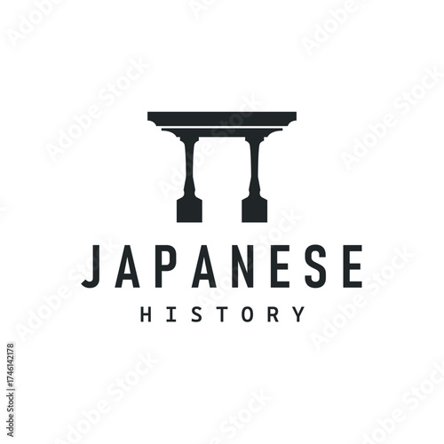 Torii gate logo design simple Japanese historical building with old and modern vintage concept as a symbol illustration template