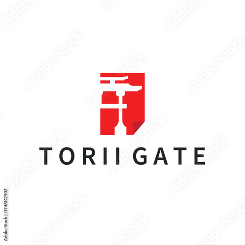 Torii gate logo design simple Japanese historical building with old and modern vintage concept as a symbol illustration template
