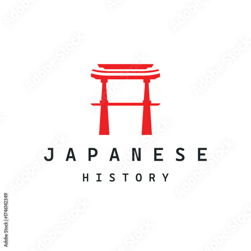 Torii gate logo design simple Japanese historical building with old and modern vintage concept as a symbol illustration template