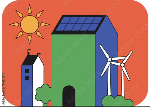 solar panels and wind turbines