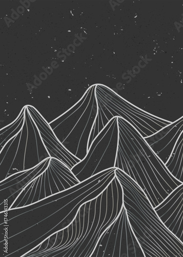 Minimalist Mountain line art texture. Abstract mountain landscapes backgrounds. mountain, hills and desert. use for wall art prints, poster Art Decoration, banner