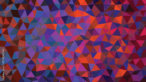 Abstract Geometric Triangle Background With Shades Of Purple Orange And Blue Seamless Low Poly Pattern