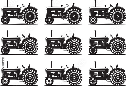 Vintage tractor collection for agriculture and industry