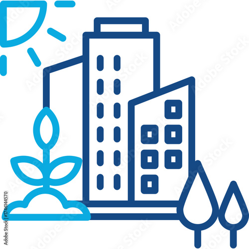 Eco Friendly City line color icon