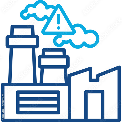 Factory Pollution line color icon