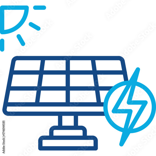 Solar Panel Energy line color icon