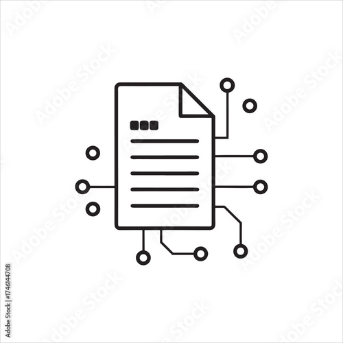 Digital document connected to network nodes data flow and technology