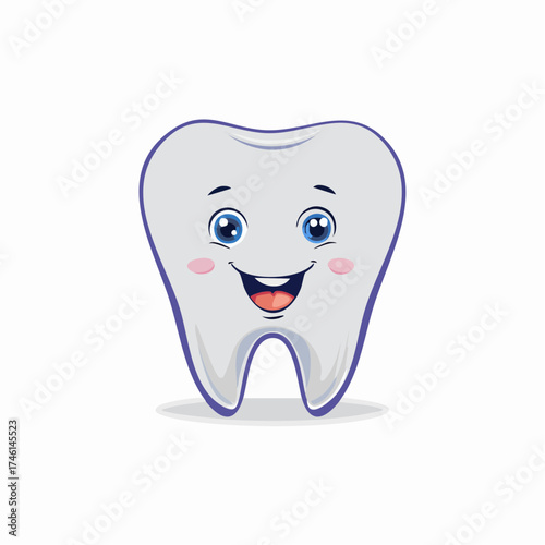Adorable tooth cartoon character promoting dental health and hygiene awareness