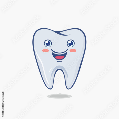 Adorable tooth cartoon character promoting dental hygiene and healthcare awareness